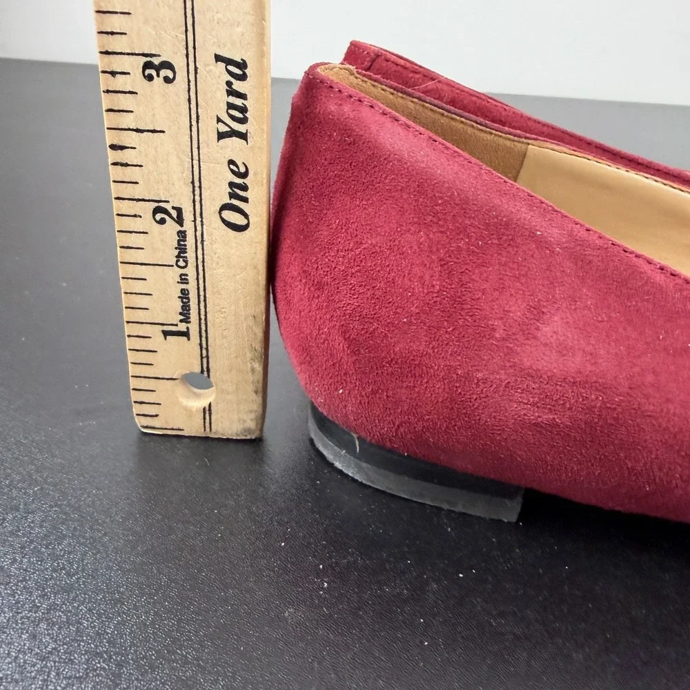 Nine West Abay Loafer Women 7.5M Burgundy Suede Pointed Toe Slip On Flats Career